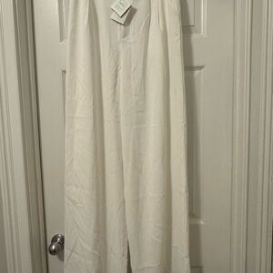 White Wide Leg Pants with Flowing Design